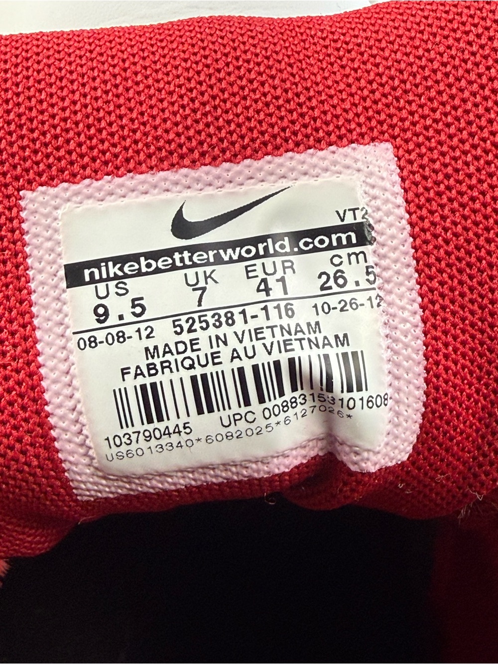 Nike Air Max Correlate LTR Valentines Edition 2012 Women’s Size 9.5 - Picture 7 of 8